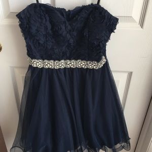Strapless Navy Blue Mini Dress
